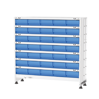 Dulap metalic depozitare in cutii de plastic cu 7 rafturi si 35 cutii 980x310x920mm