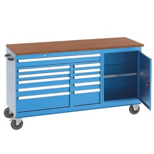 Banc de lucru mobil cu 11 sertare si 1 raft, 1700x600x960mm