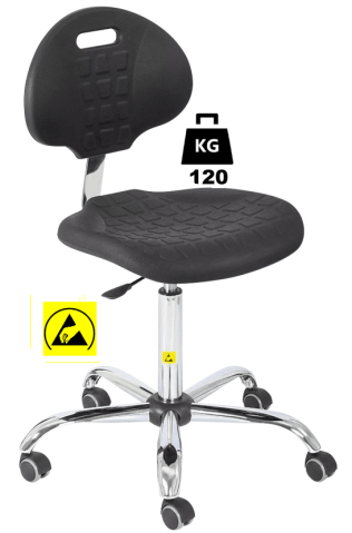 Scaun ESD seria POLYURETHAN Standard WLL=120kg H=525-710mm, cu picior