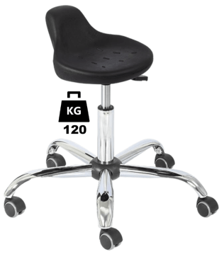 Taburet industrial HOKER Standard poliuretan WLL=120kg H=430-555mm, cu roti din cauciuc cu frana la asezare