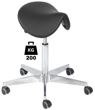 Taburet industrial SADDLE Heavy Duty poliuretan WLL=200kg H=530-710mm, cu picior si suport