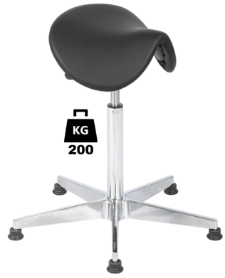 Taburet industrial SADDLE Heavy Duty poliuretan WLL=200kg H=565-810mm cu suport