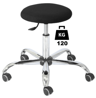 Taburet industrial STOOL Standard textil WLL=120kg H=455-575mm negru industrial cu roti din cauciuc cu frana la ridicare