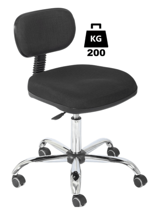 Scaun uz industrial cu husa textila ECONOMIC Heavy Duty WLL=200kg negru industrial cu roti din cauciuc cu frana la ridicare si suport