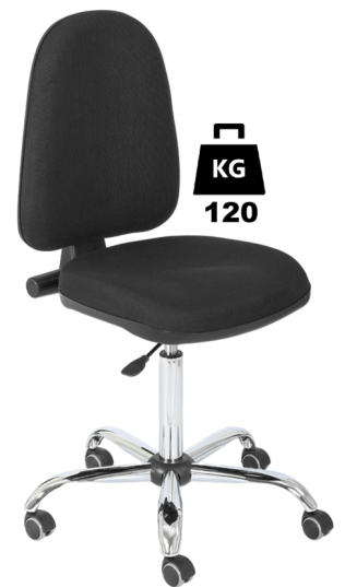 Scaun uz industrial cu husa din vinil BASIC Standard WLL=120kg H=560-750mm cu roti din cauciuc cu frana la ridicare si suport