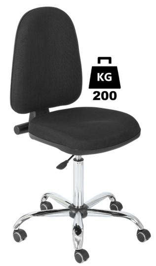 Scaun uz industrial cu husa textila BASIC Heavy Duty WLL=200kg H=560-750mm negru industrial cu roti din cauciuc fara frana si suport