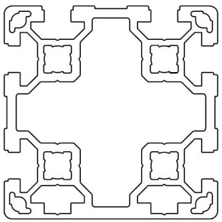Profil aluminiu standard industrial 80x80 Serie 2, Sistem 40 LIGHT Canal 10, 1 latura inchisa