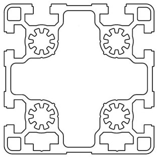 Profil aluminiu standard industrial 90X90 Seria 2, Sistem 45 LIGHT Canal 10, 1 latura inchisa