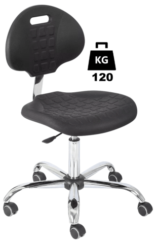 Scaun uz industrial POLYURETHAN Standard WLL=120kg H=440-570mm cu roti din cauciuc cu frana la ridicare