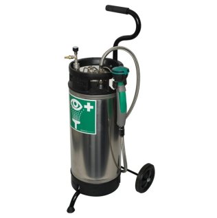 Statie mobila de spalare a ochilor cu rezervor din otel inoxidabil montat pe carucior