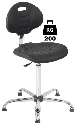 Scaun uz industrial POLYURETHAN Heavy Duty WLL=200kg H=580-830mm cu cotiere metal