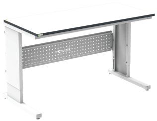 Masa de lucru ESD inaltimea reglabila manual sistem L 1500/700 dreptunghiular gri deschis