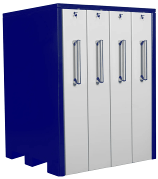 Dulap metalic cu 4 sertare verticale latime 4x300mm 2090x1300x2515 albastru/alb