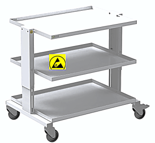 Carucior ESD Tehnic gri deschis 3 rafturi reglabile