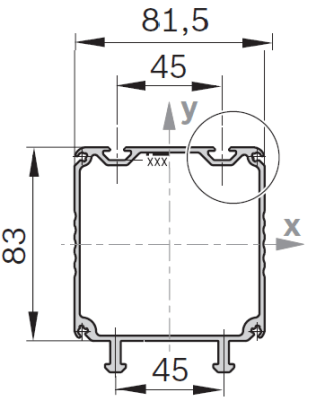 Profil aluminiu jgheab 90x90 sistem Vario BOSCH REXROTH 3000 mm neprelucrat