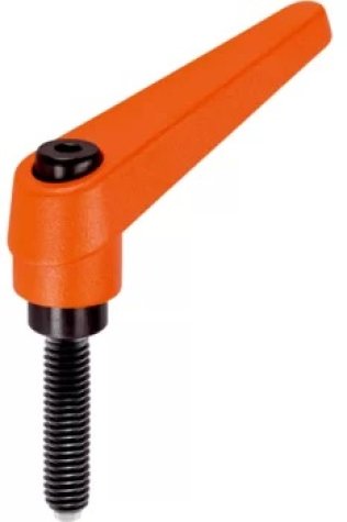 Manetă de fixare ajustabilă, cu șurub de fixare/cu șurub de presiune cu bolț din plastic | d1=14 mm / d2=M6 / l1=16 mm / portocaliu | 24410.0141