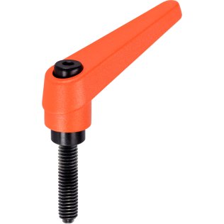 Manetă de fixare ajustabilă, cu șurub de fixare/cu șurub de presiune | d1=14 mm / d2=M6 / l1=40 mm / portocaliu | 24410.2181