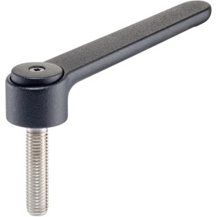 Manete de fixare ajustabile drepte , cu șurub, oțel inoxidabil | d1=40 mm / d2=M16 / l1=80 mm / negru | 24441.0770
