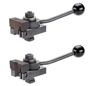 Bride de fixare pe masa utilajului, cu pârghie cotită/cu falcă de prindere plană, fixare pe stânga | Mărimea nominală fantă=10 mm / d1=M8 | 23210.0105