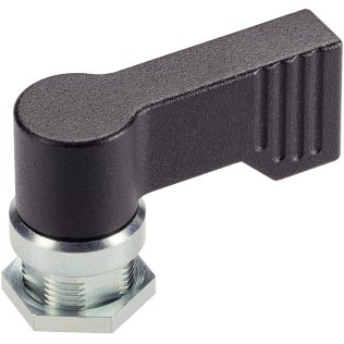 Mâner rotativ, tip fluture, unisens/cu filet exterior | d1=17 mm / l1=55 mm / negru | 24101.0263