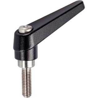 Manetă de fixare ajustabilă, cu componente interne din oţel inoxidabil, cu şurub | d1=25 mm / d2=M12 / l1=80 mm / negru | 24390.0594