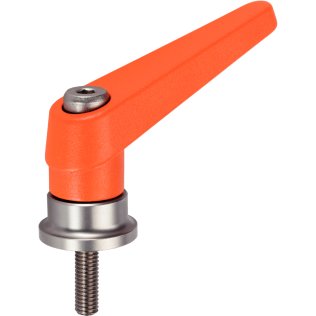 Manetă de fixare ajustabilă, cu rulment axial din oţel inoxidabil, cu şurub | d1=30 mm / d2=M12 / l1=50 mm / portocaliu | 24420.1346