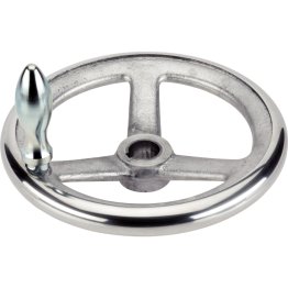 Roţi de manevră, DIN 950 metal neferos/cu nut, cu măner rotativ EH 24460., asamblat, forma N-F/G (anterior D 3) | d1=80 mm / d2=12 mm | 24590.0301