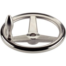 Roţi de manevră, similar DIN 950, oțel inoxidabil/cu nut, cu mâner fix EH 24450., asamblat, forma N-F/G (anterior F 3) | d1=140 mm | 24591.0515