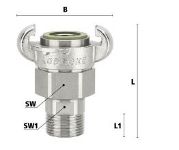 Cupla de siguranta cu gheare MODY DIN 3289 cu filet exterior din INOX 1.4401 filet G 1" inch