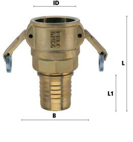 Cupla mama pentru furtun mortar cu trecere integrala si prindere prin sertizare furtun 38x7 mm