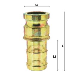 Cupla tata pentru furtun mortar cu trecere integrala DN=42 mm
