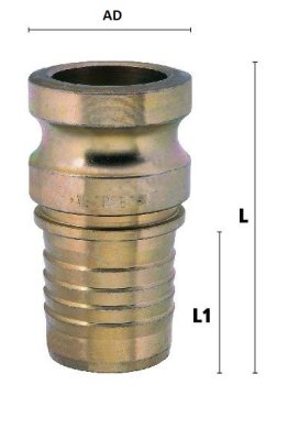 Cupla tata pentru furtun mortar cu trecere integrala prindere prin sertizare furtun 25x7 mm