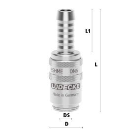 Cupla rapida racire matrita racord furtun Seria ESHME DN 6 din INOX 1.4305 cu ventil