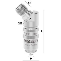 Cupla rapida racire matrita cu filet exterior 45° Seria ESHME DN 6 din INOX 1.4305 filet G 1/4