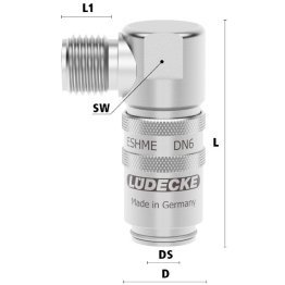 Cupla rapida racire matrita cu filet exterior 90° Seria ESHME DN 6 din INOX 1.4305 filet G 1/4