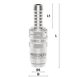 Cupla rapida racire matrita racord furtun drept Seria TempSecure ESHMTE DN 6 din INOX 1.4305 cu ventil