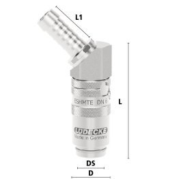 Cupla rapida racire matrita racord furtun 45° Seria TempSecure ESHMTE DN 6 din INOX 1.4305 fara ventil