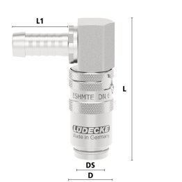 Cupla rapida racire matrita racord furtun 90° Seria TempSecure ESHMTE DN 6 din INOX 1.4305 cu ventil