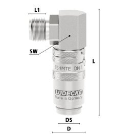 Cupla rapida racire matrita filet exterior 90° Seria TempSecure ESHMTE DN 6 din INOX 1.4305 filet G 1/4"