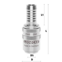 Cupla rapida racire matrita racord furtun drept Seria ESHE DN 9 din INOX 1.4305 cu ventil