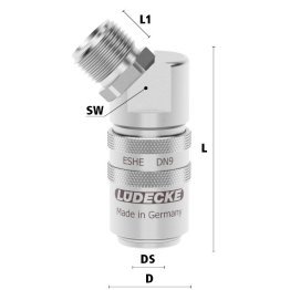 Cupla rapida racire matrita cu filet exterior 45° Seria ESHE DN 9 din INOX 1.4305 filet M 16x1.5