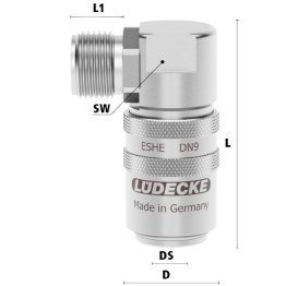 Cupla rapida racire matrita cu filet exterior 90° Seria ESHE DN 9 din INOX 1.4305 filet M 16x1.5