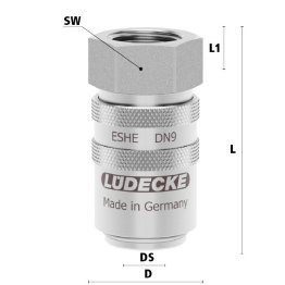 Cupla rapida racire matrita cu filet interior Seria ESHE DN 9 din INOX 1.4305 filet G 1/4"