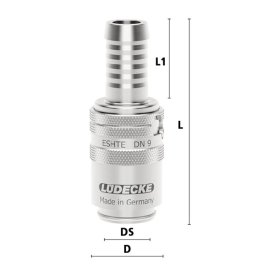 Cupla rapida racire matrita racord furtun Seria ESHTE DN 9 din INOX 1.4305 fara ventil