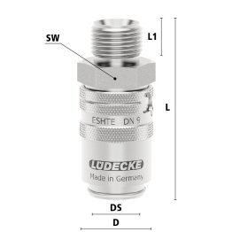 Cupla rapida racire matrita filet exterior drept Seria ESHTE DN 9 din INOX 1.4305 filet M 16x1,5