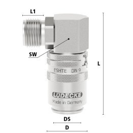 Cupla rapida racire matrita filet exterior 90° Seria ESHTE DN 9 din INOX 1.4305 filet G 3/8"