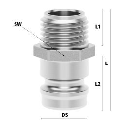 Racord cu filet exterior cupla rapida de racire matrite Seria ESHE si ESHTE DN 9 din INOX 1.4305 filet G 3/8" mm