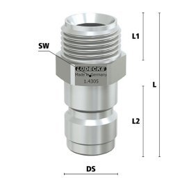 Racord cu filet exterior drept cupla rapida racire matrita Seria ESHGE DN 13 din INOX 1.4305 filet G 3/4"