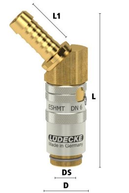 Cuple rapide racire matrite racord 45° furtun TempSecure Seria ESHMT DN6 din ALAMA MS 58 cu ventil