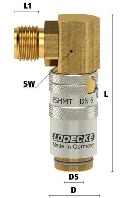 Cupla rapida racire matrita racord 90° filet exterior lung TempSecure Seria ESHMT DN6 din ALAMA MS 58 filet M 16x1.5